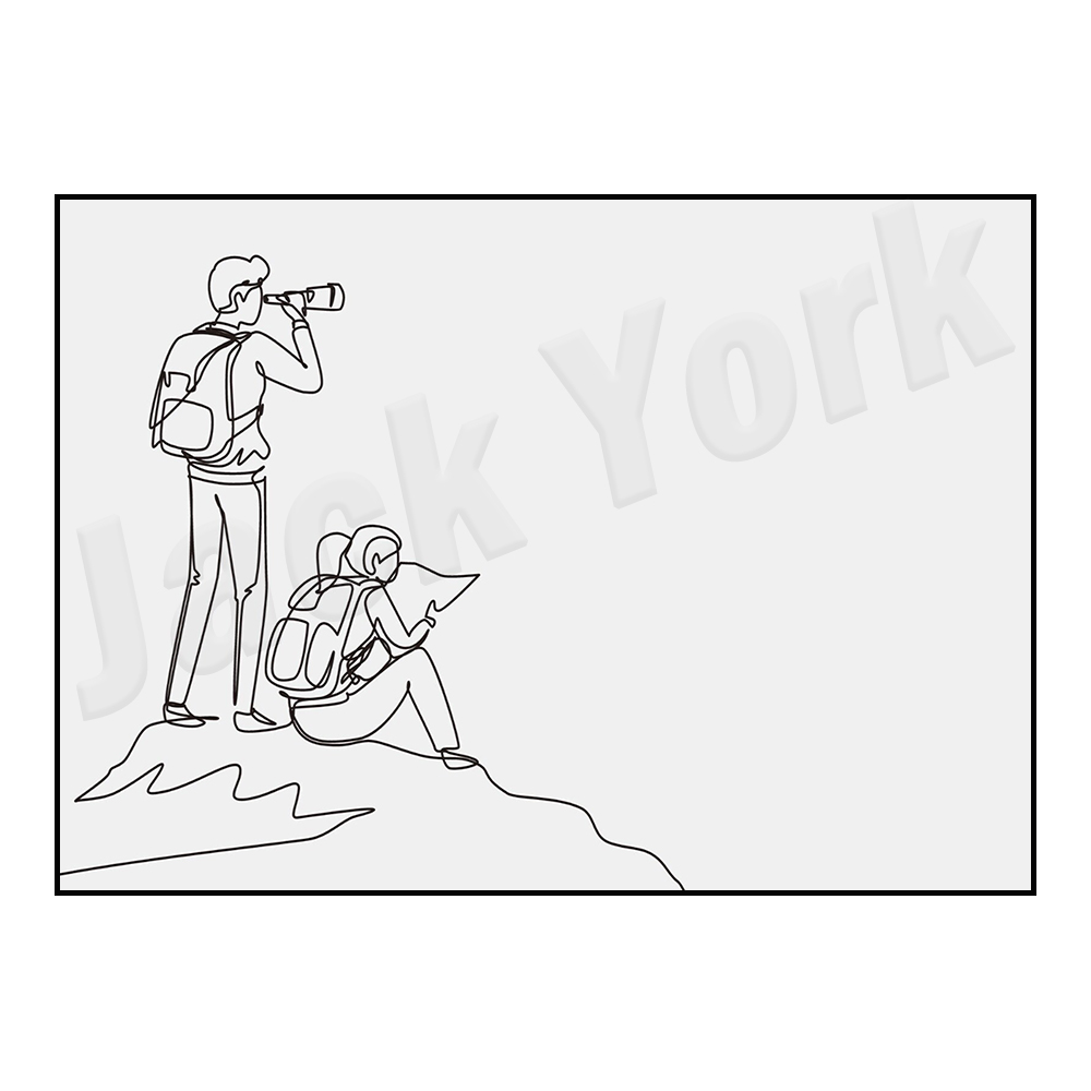 Outdoor Adventure York - Wandelposter, minimalistische tentlijnkunst, campingprint, wandel- en