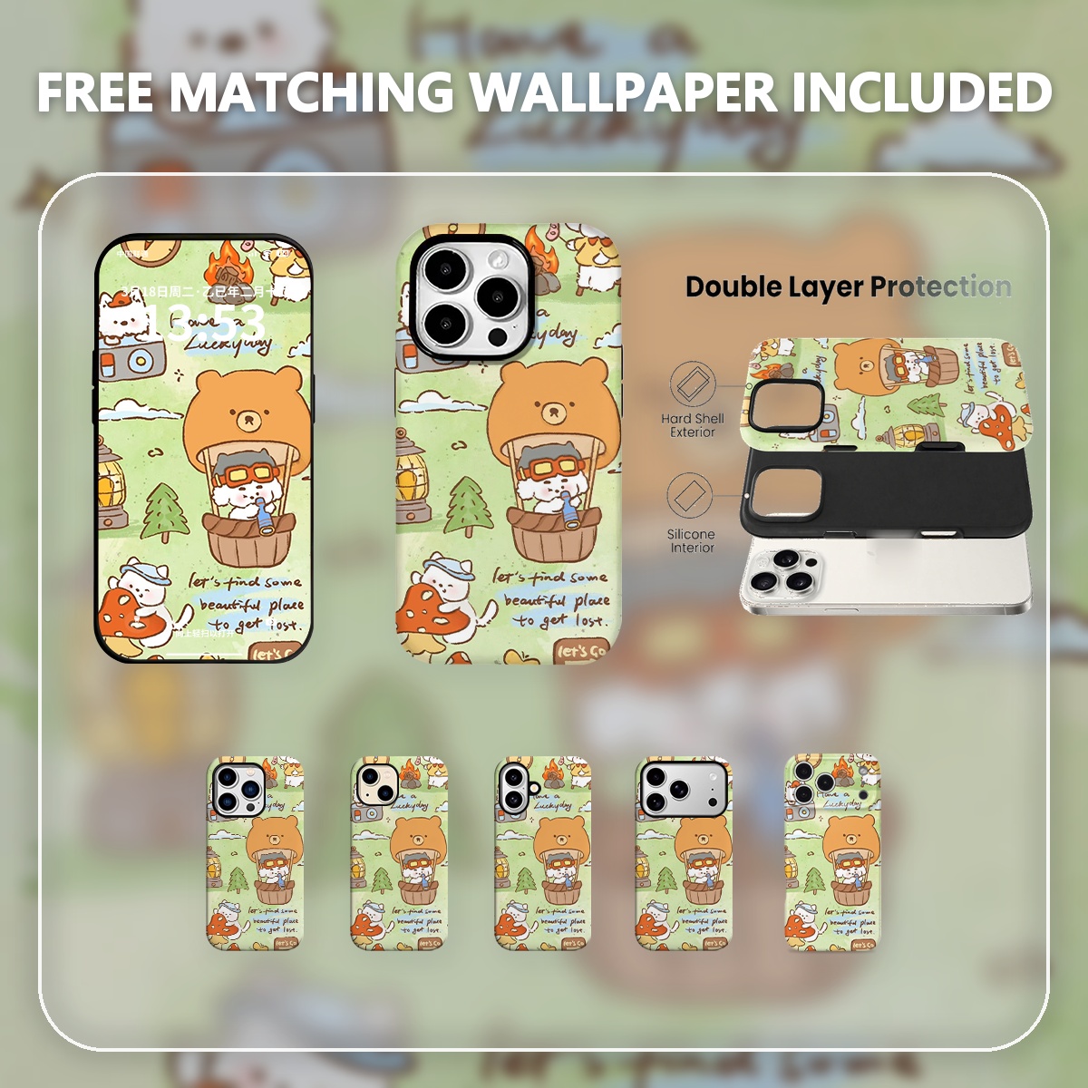 Outdoor Adventure Series - Schattige dieren outdoor avontuur kawaii illustratie
