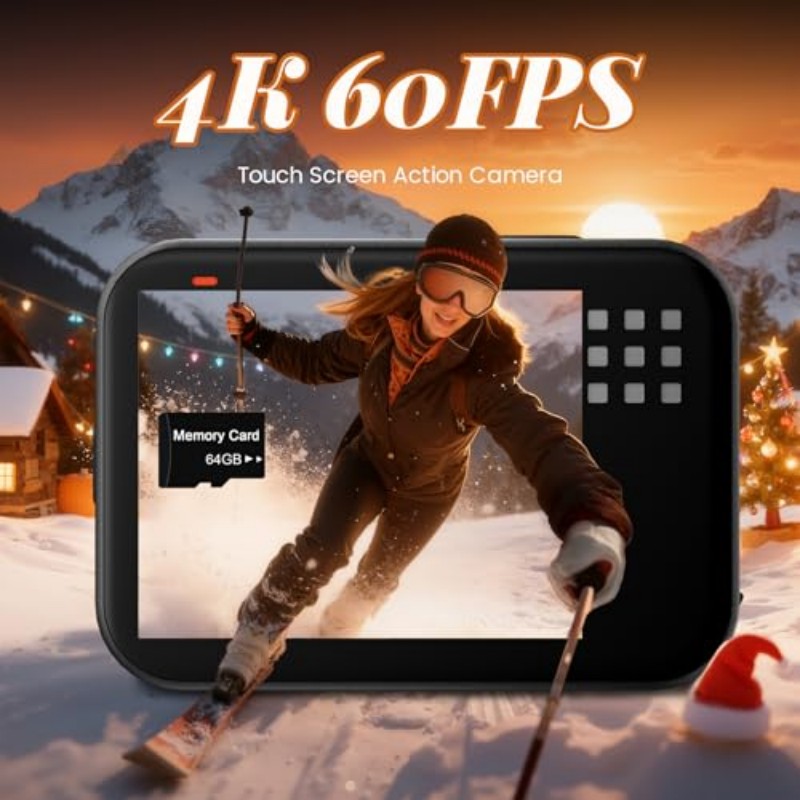 Outdoor Adventure Series - Mini bodycam, 2K actioncam, met display,