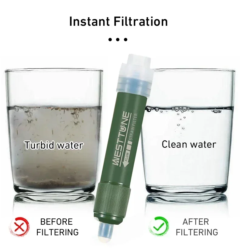 Water Filter Straw - Westtune Outdoor Mini Camping Zuivering Waterfilter