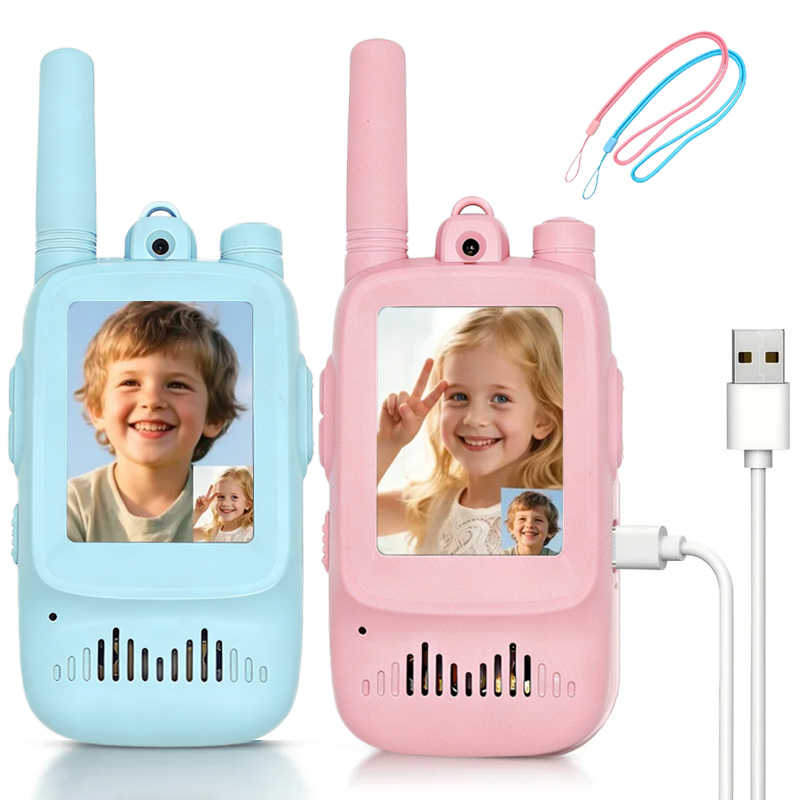 Outdoor Adventure Toys - 2 stuks oplaadbare video-walkie-talkies voor kinderen,