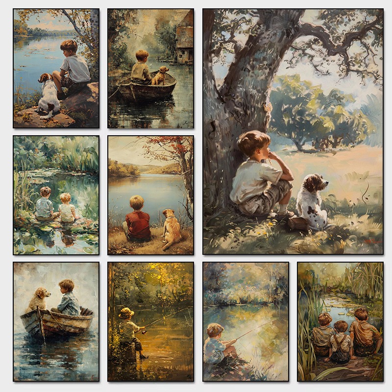 Vintage jongenskamer kunst pos - Outdoor Adventure With Kids recensie en prijs